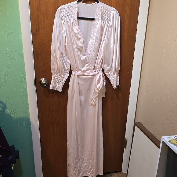 Lorraine Blush Satin Robe - Picture 1 of 5